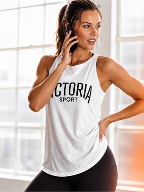 🖤🤍 Victoria’s Secret VICTORIA’S SPORT VSX Open Back Tank White 🤍🖤